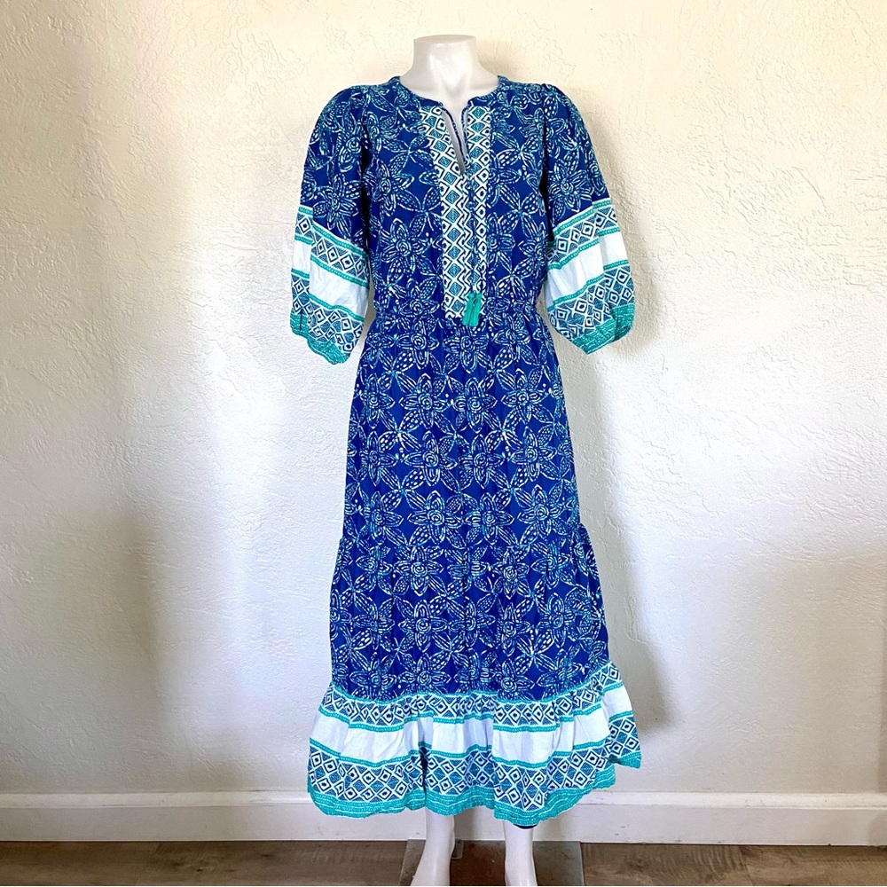 3/$25 Hatley blue floral dress summer midi S
